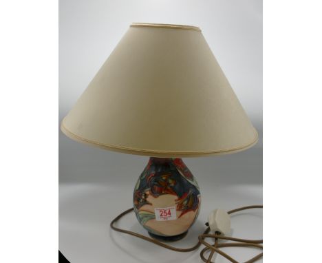 Moorcroft Red Tulip Lamp Base &amp; Shade: silver line seconds, total height 41cm 