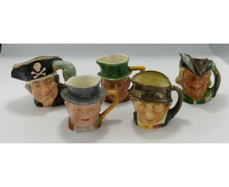 Royal Doulton Small Character Jugs: Tony Wellor, Robin Hood, Paddy, Long John Silver &amp; Beswick similar item Pickwick(5) 