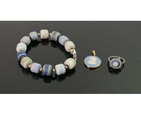 Wedgwood Jewelry to include: bangle, ring &amp; pendant(3) 