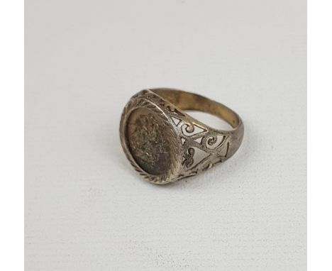 Silver ring with St George coin, 13g: 