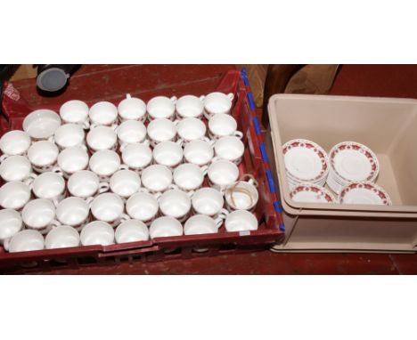 A box of ceramic Wedgwood cups and saucers, approximately 45.
