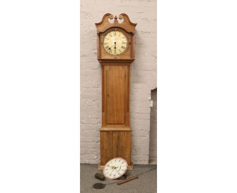 A carved oak Jones &amp; Co. longcase clock for restoration.