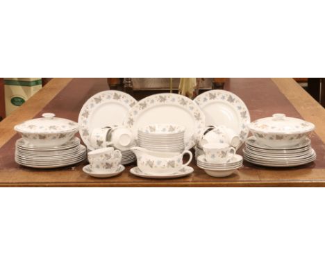 A comprehensive Ridgeway vinewood White Mist tea / dinner service including tureens, plates, cups and saucers, sauce boat etc