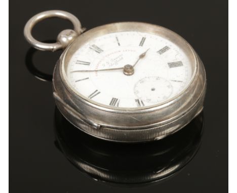 A silver fusee pocket watch with Roman numeral markers, assayed Chester 1899 by Jesse Hallam.