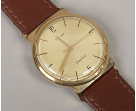 A Timex electric wristwatch with second sweep finger stainless steel back in original box with instruction booklet,.Condition