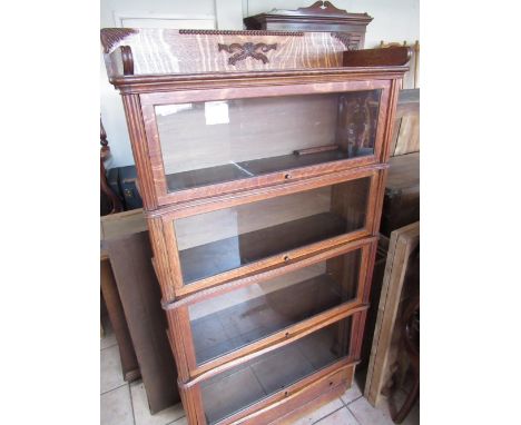 Early C20th oak Globe Wernicke style four section bookcase, H172cm, W91cm, D33cm 