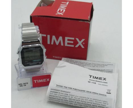 Timex Indiglo LCD wristwatch on stainless steel bracelet, complete with original box and instructions 
