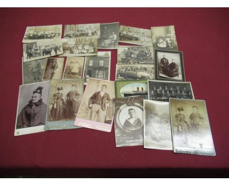 Collection of late C19th/C20th cabinet photos, CDVs and photographic postcards, many related to Barrow in Furness and Marypor