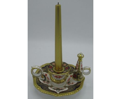 Royal Crown Derby Old Imari pattern chamber stick with snuffer 