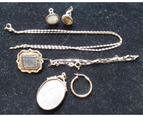 9ct yellow gold chain link bracelet, Birmingham import marks, 9ct yellow gold fancy chain link necklace, London import marks 
