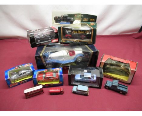 Selection of boxed model vehicles to include Burago 1:43 scale Alfa Romeo 2300 Spider 1932, Solido Age D'Or Joshua Tetley bra