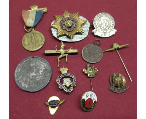 Selection of enamel badges and some medallions including a Fattorini Steel Peech &amp; Tozer of Rotherham badge, Boy Scouts e