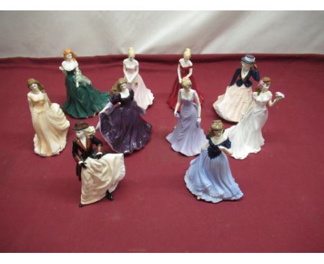 Selection of Royal Worcester porcelain figures from the Les Petites range to include Good Luck, February (A/F), Zara, Joy, Th