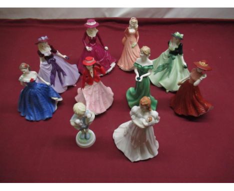 Royal Worcester figures to include August, Monday Boy, New Born, Isabelle, Gemini, November, September, January, October and 