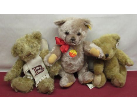 Steiff Brummbar blonde mohair growling teddy bear, with jointed limbs and head, H30cm, Burberry Fragrances golden mohair tedd