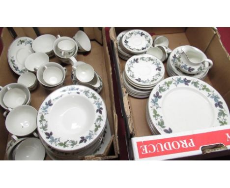 Comprehensive 82 piece Royal Doulton Burgundy pattern tea, coffee and dinner service (2 boxes) 