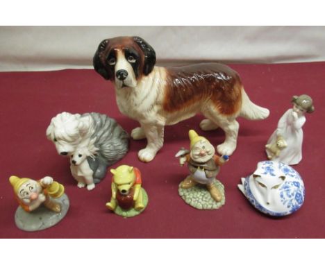 Royal Doulton Old English sheepdog with pup, H12cm, Royal Doulton Winnie The Pooh collection - Winnie The Pooh and Honeypot n