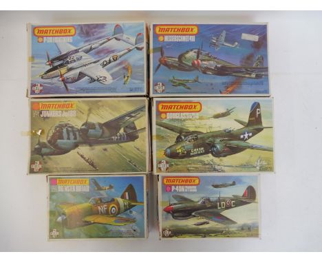 Six boxed Matchbox 1:72 scale aeroplane kits, checked and complete.