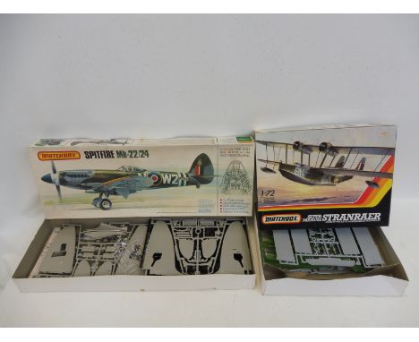 A boxed Matchbox 1/72 scale Super-Marine Stranraer model kit, plus a boxed Matchbox 1/32 scale PK-501 Spitfire Mk-22/24, not 