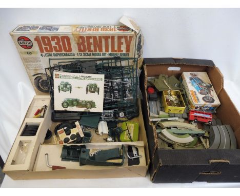 An Airfix 1930 Bentley 4 1/2 litre supercharged 1/12 scale model kit, a boxed Matchbox Bugatti Type 59 plus a quantity of loo