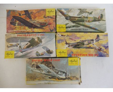 Five Heller 1/72 scale model kits.