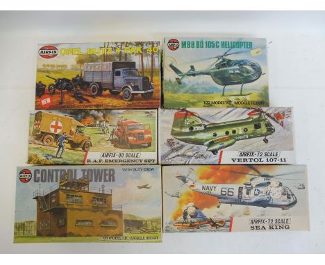 Six boxed Airfix scale model kits, not checked.