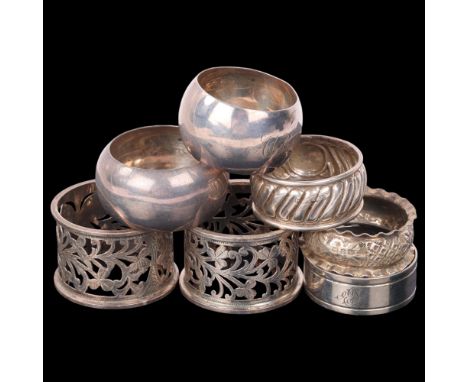 Various silver napkin rings, including shamrock example, 4.6oz totalLot sold as seen unless specific item(s) requested