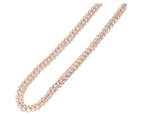 A heavy sterling silver double hoop link chain necklace, 46cm, 70.2gNo damage or repair, fitting working, stamped 925