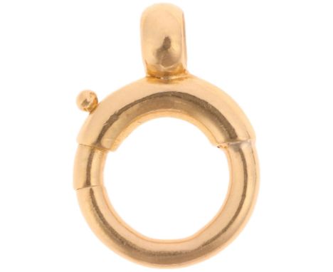 An Antique 18ct gold spring bolt clasp, 14.7mm, 1.3g 1 very light dent on 1 side, otherwise no damage, clasp working perfectl
