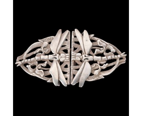 An Elizabeth II Art Nouveau style silver dragonfly nurse's buckle, Doubar Ltd, London 1990, 11.5cm, 2.5ozNo damage or repair,