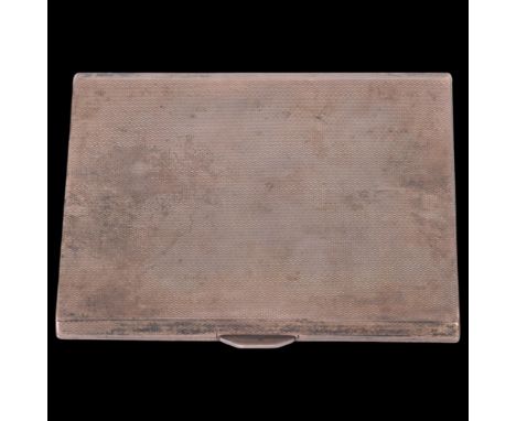 An Art Deco George VI silver rectangular cigarette case, Smith & Bartlam, Birmingham 1937, allover engine turned decoration w