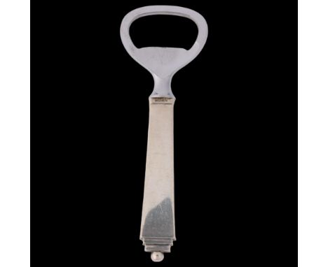 GEORG JENSEN - a Danish modernist sterling silver 'Pyramid' pattern bottle opener, 11cmNo damage or repair, only light surfac