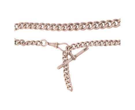 An Antique heavy silver graduated solid curb link Albert chain necklace, maker HP, Birmingham 1902, with silver dog clip and 