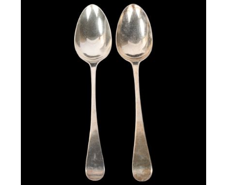 A pair of George III silver Old English pattern tablespoons, Chawner & Co, London 1819, 22.5cm, 4oz totalNo damage or repair,