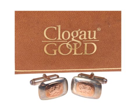CLOGAU - a pair of Welsh sterling silver and 9ct rose gold dragon cufflinks, 18.3mm, 9.2g, boxedNo damage or repair, only lig