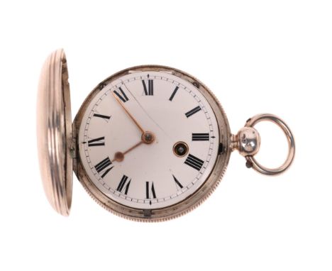 An early 19th century silver full hunter key-wind verge pocket watch, by G Coules of Windsor, white enamel dial with Roman nu