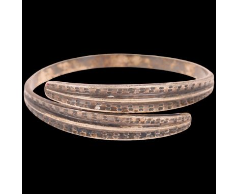 DAVID ANDERSEN - a Norwegian sterling silver Viking Revival torque bangle, a copy of original from year 300AD, setting height