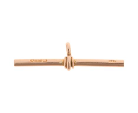 An Antique 9ct rose gold T-bar, maker S&S, no Birmingham date letter, 36.4mm, 2.4gNo damage or repair, hallmarks clear, stamp