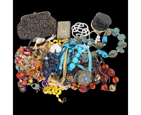 A quantity of costume jewellery, including bead necklaces, bracelet, wristwatch, etcLot sold as seen unless specific item(s) 