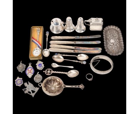 Various silver and collectables, including set of 3 Australian sterling silver opal teaspoons by Prouds, American sterling te