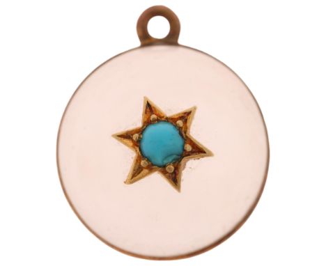 An Antique Victorian rock crystal and turquoise 'Pool of Light' orb pendant, circa 1860, the hemisphere rock crystal star set