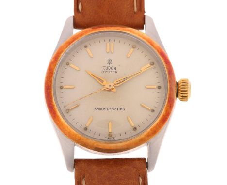 TUDOR - a Vintage bi-metal Oyster mechanical wristwatch, ref. 7816, circa 1950s, silvered dial with applied gilt arrowhead ho
