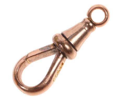An Antique 9ct rose gold dog clip, maker J&EF, 23.9mm, 2.5gNo damage or repair, clip working perfectly, hallmarks clear, stam