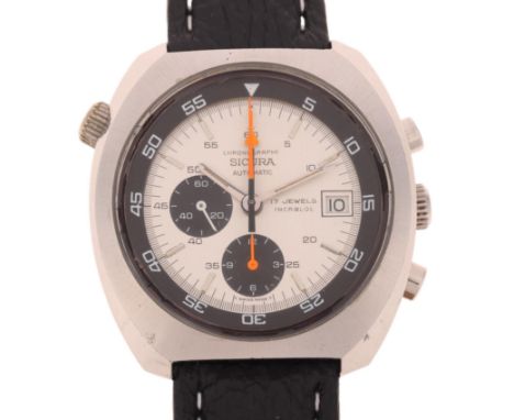 SICURA (PRE BREITLING) - a Vintage stainless steel automatic chronograph calendar wristwatch, ref. 9802, circa 1970s, silvere
