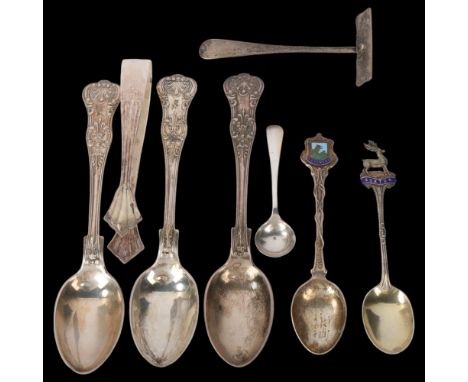 Various silver flatware, including King's pattern teaspoons, sugar tongs, etc, 5.9oz totalLot sold as seen unless specific it