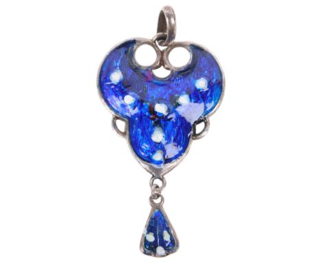 An Antique Art Nouveau silver and enamel openwork pendant, unmarked but tests as silver, 42.1mm, 1.4gEnamel has been heavily 