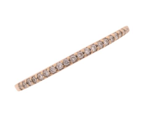 An 18ct white gold diamond half eternity ring, set with modern round brilliant-cut diamonds, band width 1.4mm, size N, 1.7gNo