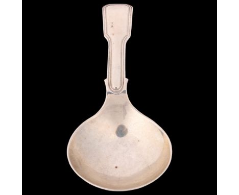 A George IV silver Fiddle pattern tea caddy spoon, Joseph Willmore, Birmingham 1829, reeded edge decoration, 8.5cmNo damage o
