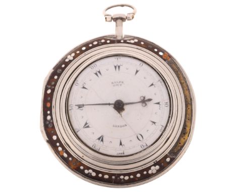 An early 19th century silver double pair-case tortoiseshell open-face key-wind verge pocket watch, by Ralph Gout of London fo