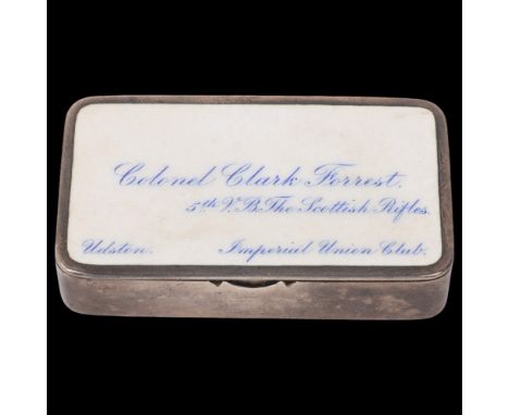 SAMPSON MORDAN &amp; CO - a good quality late Victorian silver and enamel Vesta case, London 1891, rectangular form with blue